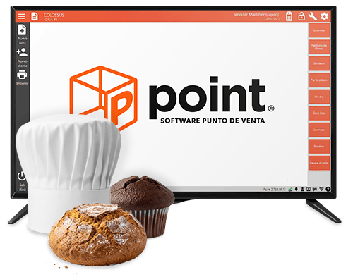 Pantalla-computadora-junto-pan-dulce-Point-Software-Punto-De-Venta-Para-Panaderias