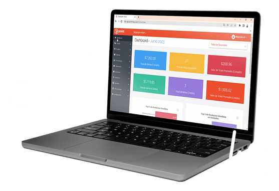 Laptop-Mostrando-en-Pantalla-Reportes-Point-Software-Punto-De-Venta-Para-Panaderias