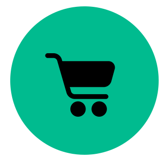 silueta de carrito de compras representando point software punto de venta para negocios y comercio