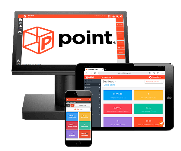 monitor tablet y telefono movil demostrando la versatilidad de point el mejor sistema punto de venta para bar